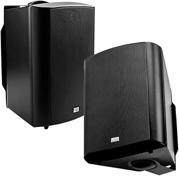 OSD Audio 8" Outdoor Patio Speaker Pair, Weatherproof IP54 Rated Aluminum Grilles, Black AP840