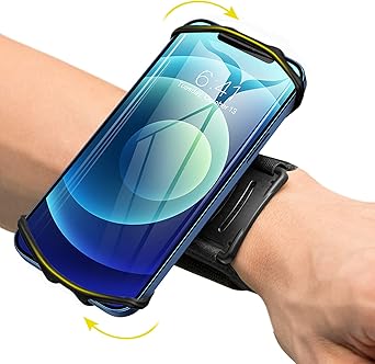 VUP Wristband Phone Holder, 360° Rotatable Forearm Armband for iPhone 15/14/13/Pro Max/Pro/Mini/12/11/SE 2020/Xs/XR/X/8/7/Plus, Fits All 4-6.7 Inch Smartphones (Black-Small)