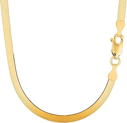 Jewelry Affairs 14k Yellow Solid Gold Imperial Herringbone Chain Necklace, 6.0mm