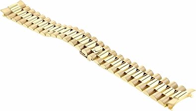 Ewatchparts 20mm MEN'S 18K YELLOW GOLD ALL GOLD PRESIDENT WATCH BAND STRAP COMPATIBLE WITH ROLEX PRESIDENTIAL DAY DATE 36mm