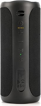 Wireless Waterproof Bluetooth Speaker - Portable Speaker Loud with Built-in Subwoofer and Tweeter, Extra Bass, Stereo Sound, IP67, Colorful Lights for Party, Outdoor, Camping - Black