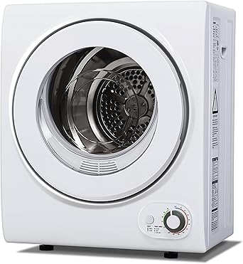 Euhomy Portable Dryer 1.5 cu. ft., 850W Powerful Clothes Dryer with Stainless Steel Drum and Exhaust Hose, Dryer Ideal for Apartments, RVs, Dorm Rooms，White