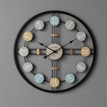 Metal Wall Clock Retro Wall Watch Silent Digital Clock Room Decor Modern Design Home Decor Accessories (Color : Gray Size : 50x50cm) (Black 40x40cm)