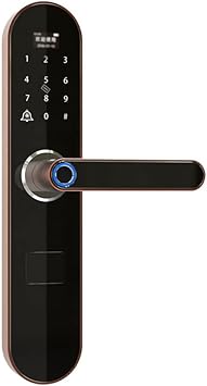 Fingerprint Smart Door Lock Doorbell Electronic Lock Code Card Key Digital Deadbolt Lock for Home Security (Color : D) (Black)