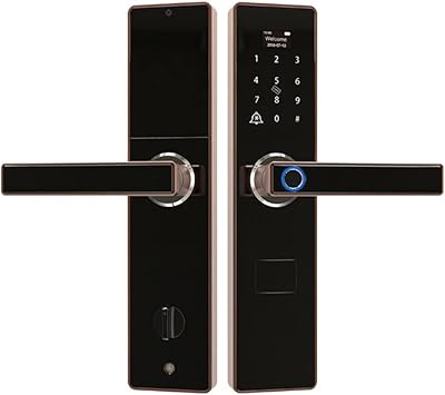 Fingerprint Smart Door Lock Doorbell Electronic Lock Code Card Key Digital Deadbolt Lock for Home Security (Color : D) (D)