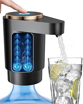Water Jug Pump for 5 Gallon Bottle – Portable Electric USB-C Charging Dispenser, Dual Powerful Motors, Fast Flow, Fits 2-5 Gallon Jugs – Ideal for Home, Office, Camping, RV, Black