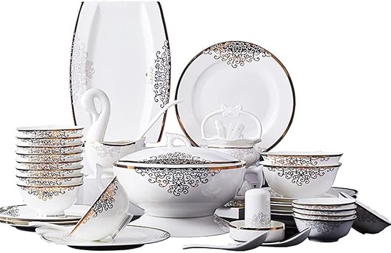 European Kitchen Utensils Dishes Sets Tableware Ceramic 60 Pieces