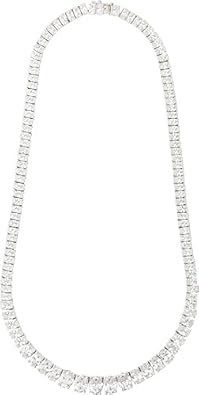 Lab Grown Diamond Tennis Necklace,18 Carats, VS1 Clarity, E-F Color, Oval Cut 4 Prongs Fine Jewelry for Gifts 14K Gold over, Sterling Silver